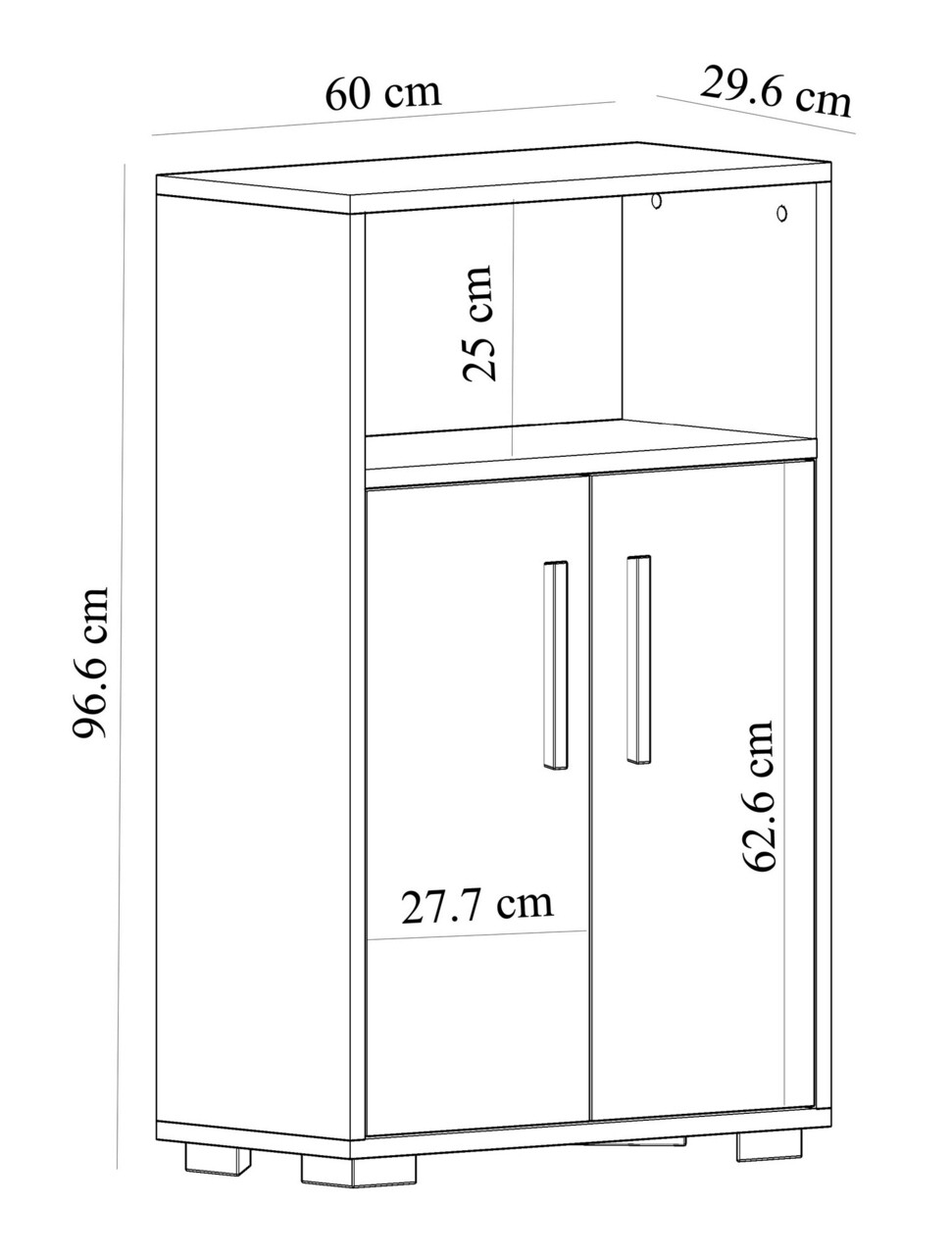 Dulap multifunctional, Olivia, Moon, 60x96.6x29.6 cm, PAL , Stejar Safir / Alb