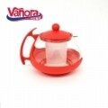 Ceainic cu infuzor, Vanora, 750 ml, sticla/plastic, rosu