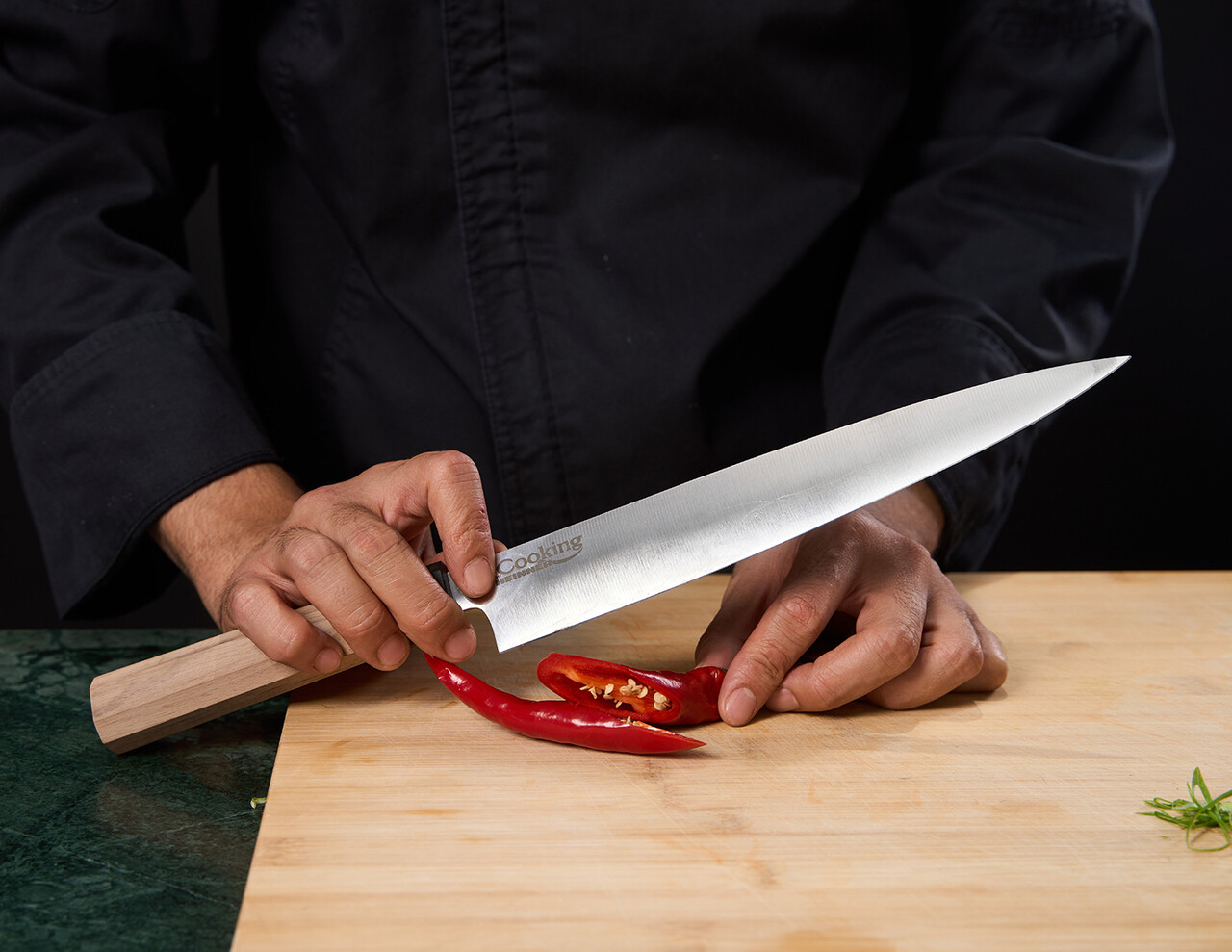 Cutit Sujihiki, Samurai Gourmet by Rikito Watanabe si Cooking by Heinner, 24 cm, inox/lemn, maro - imagine 3