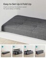 Bancheta cu spatiu pentru depozitare Ottoman Classic, Songmics, 110 x 38 x 38 cm, pliabila, imitatie in/MDF, gri inchis