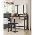 Masa de toaleta cu taburet / Masuta dressing, Vasagle, Industrial, 90x40x141 cm, PAL/otel/piele ecologica, natural