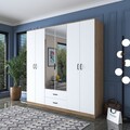 Dulap pentru haine, Rani, BA130, 210x210x51 cm, PAL, Nuc/Alb