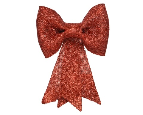 Decoratiune Bow glitters, Decoris, 5x22x30 cm, plastic, rosu