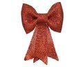 Decoratiune Bow glitters, Decoris, 5x22x30 cm, plastic, rosu