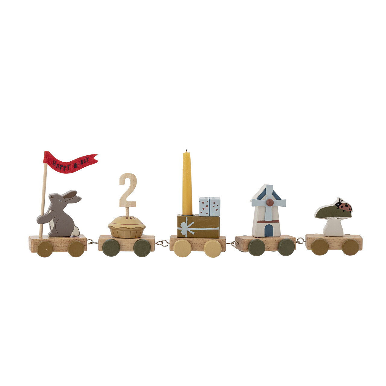 Jucarie aniversara, Bloomingville, Alfi Birthday, 39x5x8.5 cm, FSC 100%, MDF/lemn de fag, multicolor - imagine 2