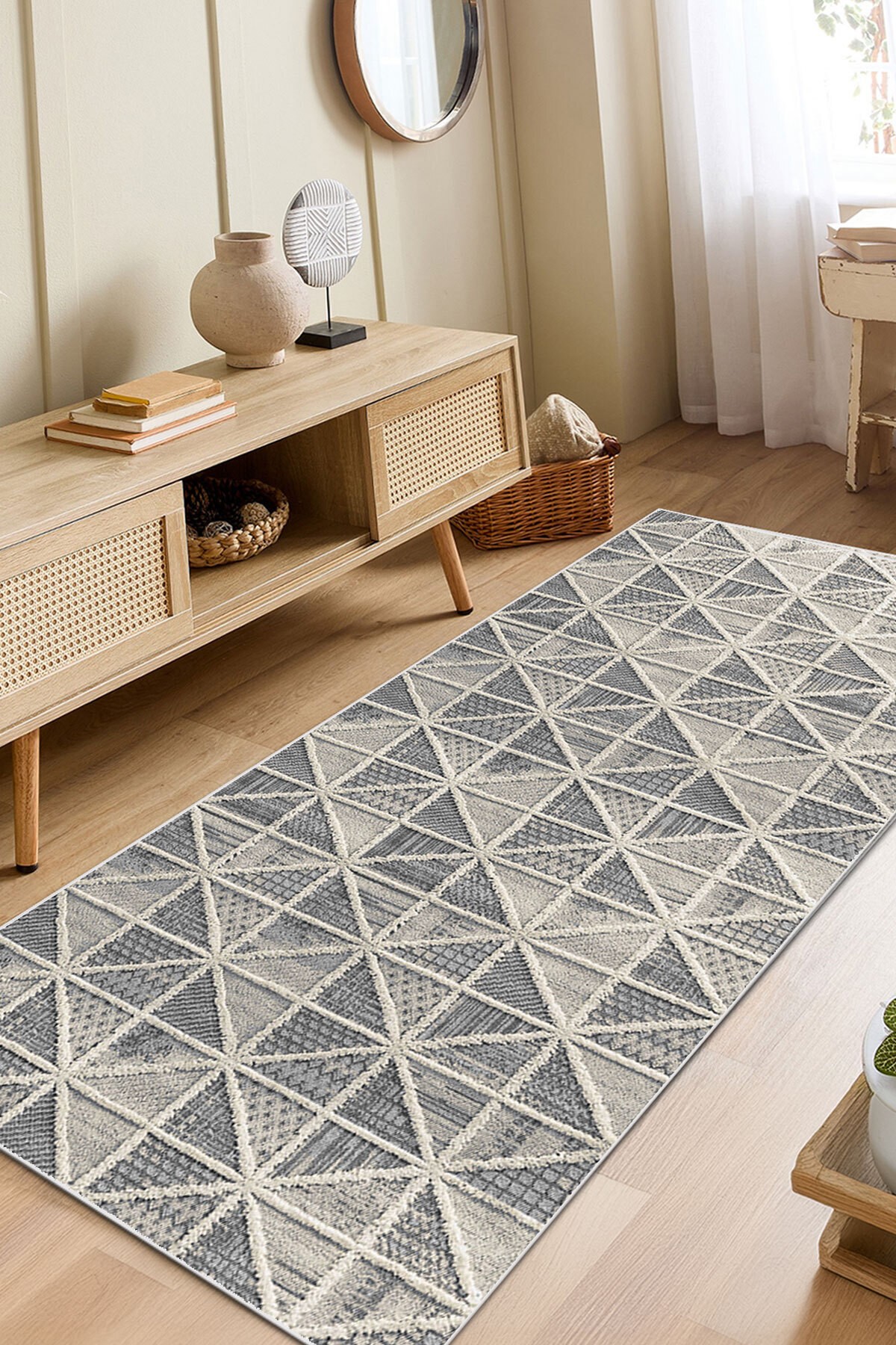 Covor, DC-7299-YOLLUK-133, 100x200 cm, Poliester, Gri