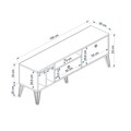 Comoda TV, Coraline, Aris, 150x53x35 cm, PAL, Gri/Alb