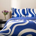 Lenjerie de pat King Size, Color Mosaic, Homla, 3 piese, 200x220 cm, microfibra din poliester, albastru/alb