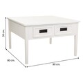 Masuta de cafea cu 4 sertare Creaciones Meng,  80x80x50 cm, lemn de brad/MDF