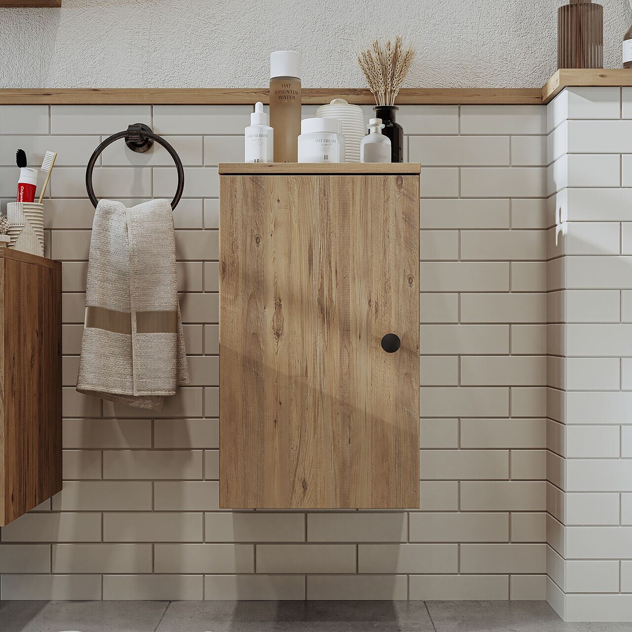 Dulap de baie, Hanah Home, 2514, 35x60x30 cm, MDF, Maro — imaginea 3