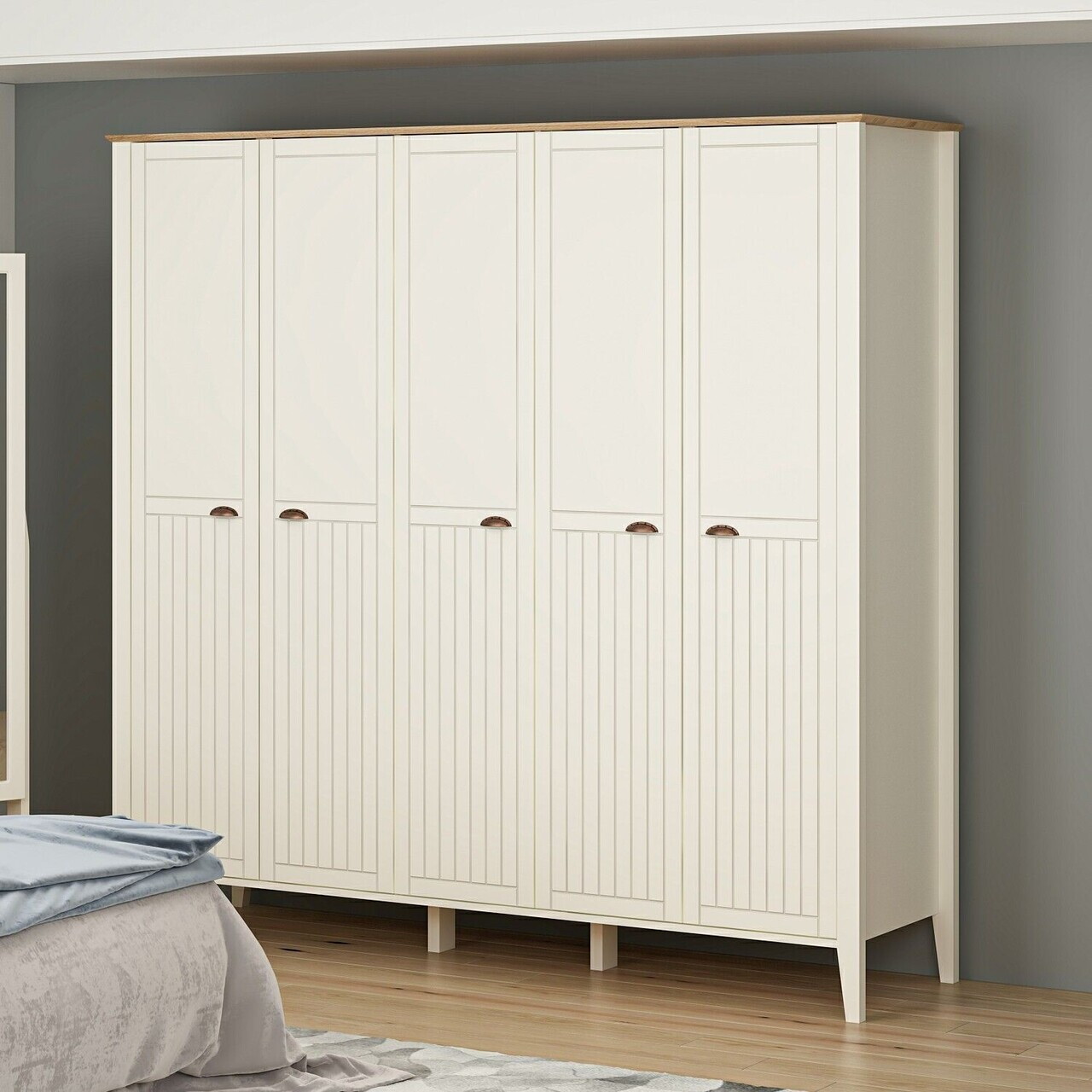 Dulap pentru haine, Hanah Home, Marlo, 228x220x61 cm, Coș adânc — imaginea 2