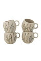Set 4 cesti, Bloomingville, Bea, 9.5x8.5 cm, 250 ml, ceramica, natural