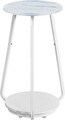 Masuta de cafea Cocktail, Vasagle, 30x30x55 cm, max 25 kg, PAL/otel/sticla temperata, alb marmorat