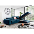 Coltar extensibil dreapta 3 locuri ELTAP, RT-40NU, Grayson, 278x205x92 cm, lemn/poliester, albastru inchis
