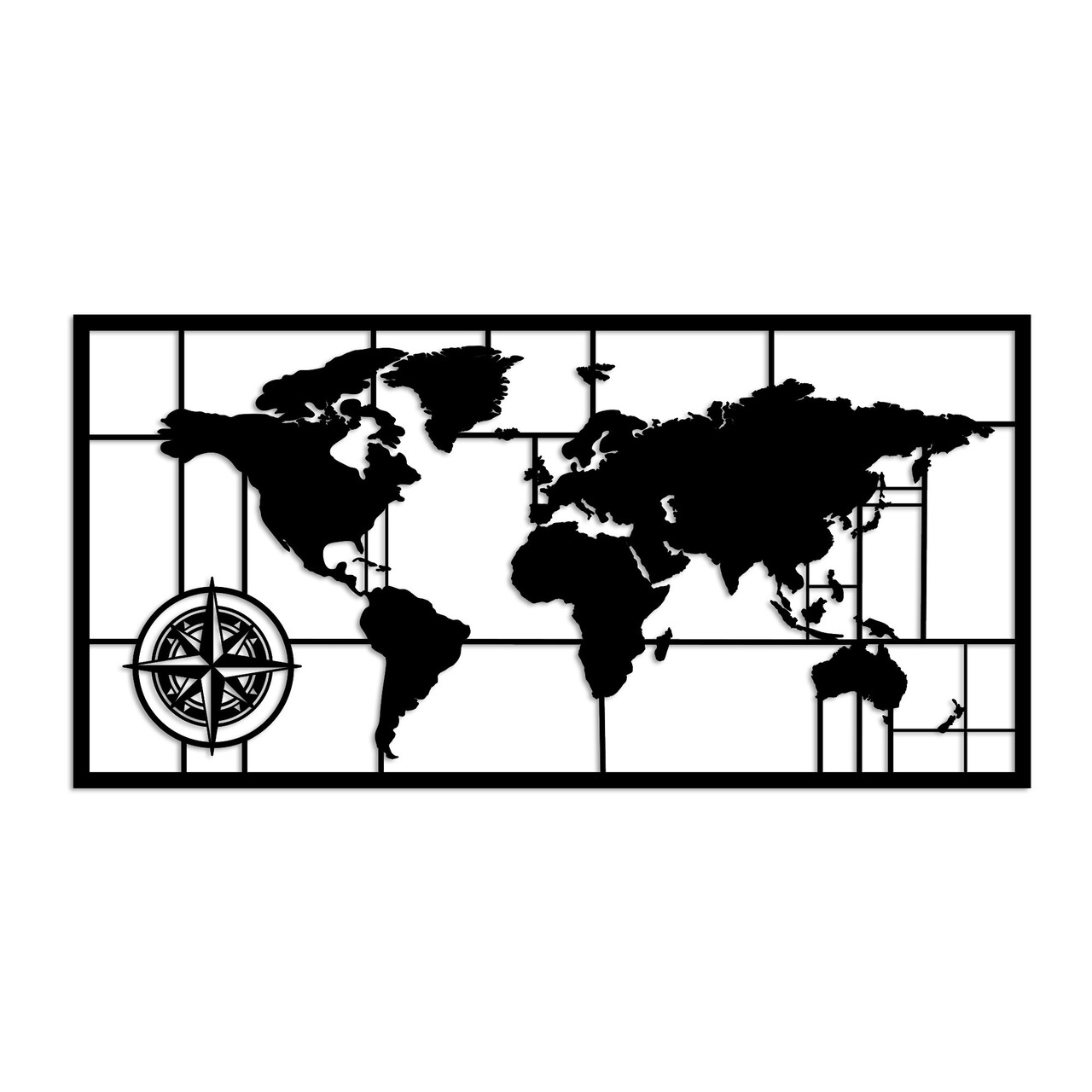 Decoratiune de perete, World Map 9-L, Dimensiune: 50 x 101 cm, Negru - view 5