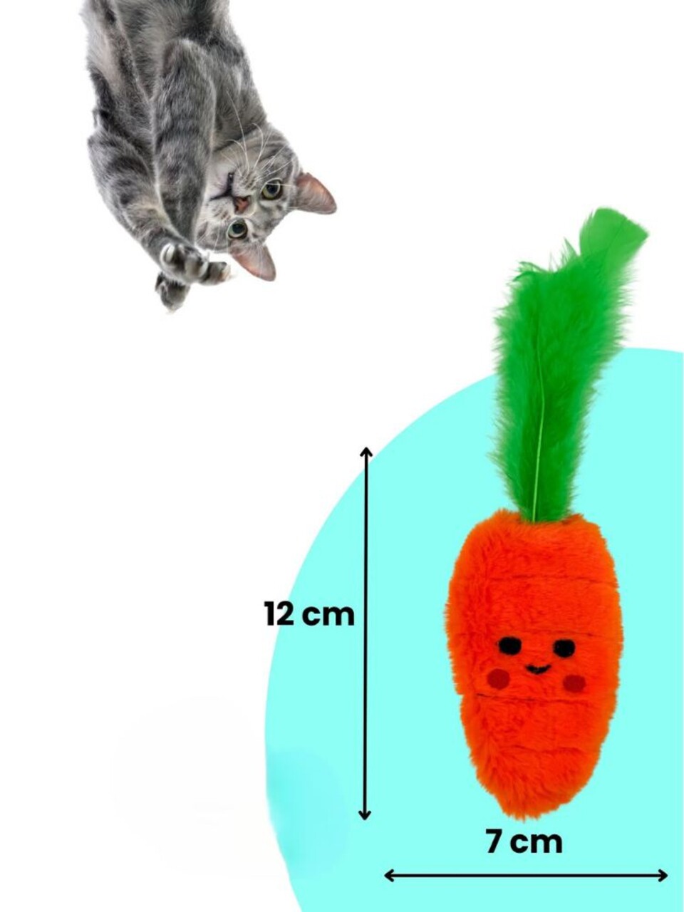 Jucărie pentru pisici, Paws &amp; Whiskers, Miyav 1021, 100% MATERIAL TEXTIL PLUȘOS, Alb / Portocaliu - imagine 3