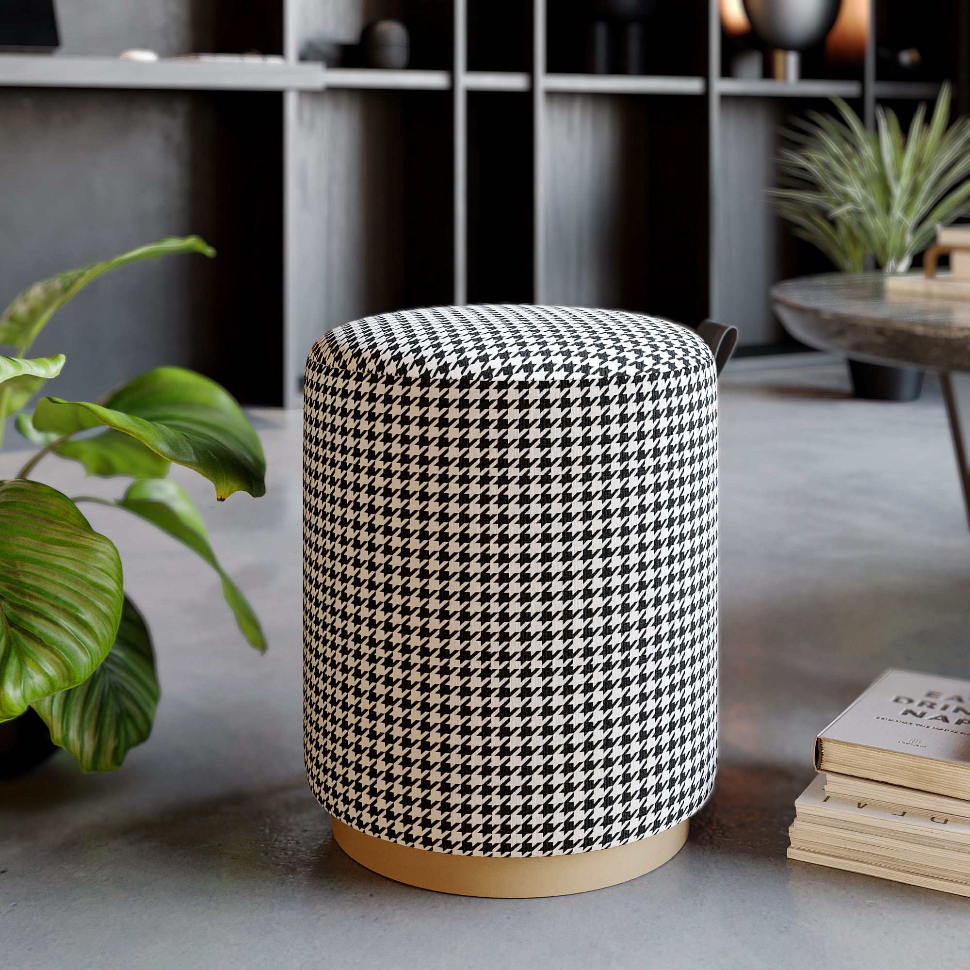 Bancheta, Atelier del Sofa, 774BNT1105, Cadru: PAL BRUT/PLOP, Alb/Negru