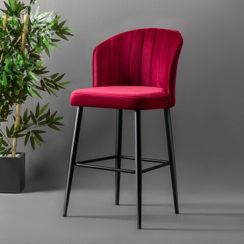 Set scaune  de bar 4 piese, Beckley, Rubi, PAL, Rosu Claret / Negru