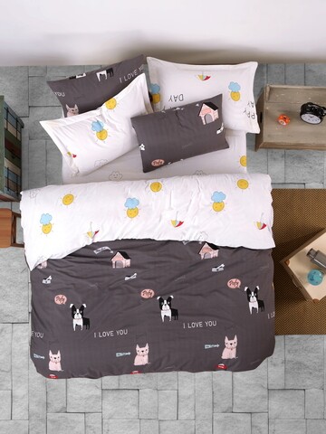 Lenjerie de pat dubla King (EU) Papçik – Anthracite, Mijolnir, 3 piese, 260×220 cm, bumbac ranforce, multicolor Lenjerii de Pat