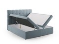 Pat continental cu tablie si lada depozitare, Mamaia, Micadoni Home, BL, 160x200 cm, catifea, albastru deschis