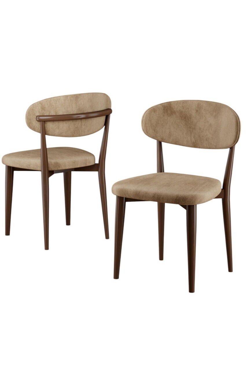 Set scaune 2 piese, Hanah Home, Onex, Cappuccino / Nucă — imaginea 2