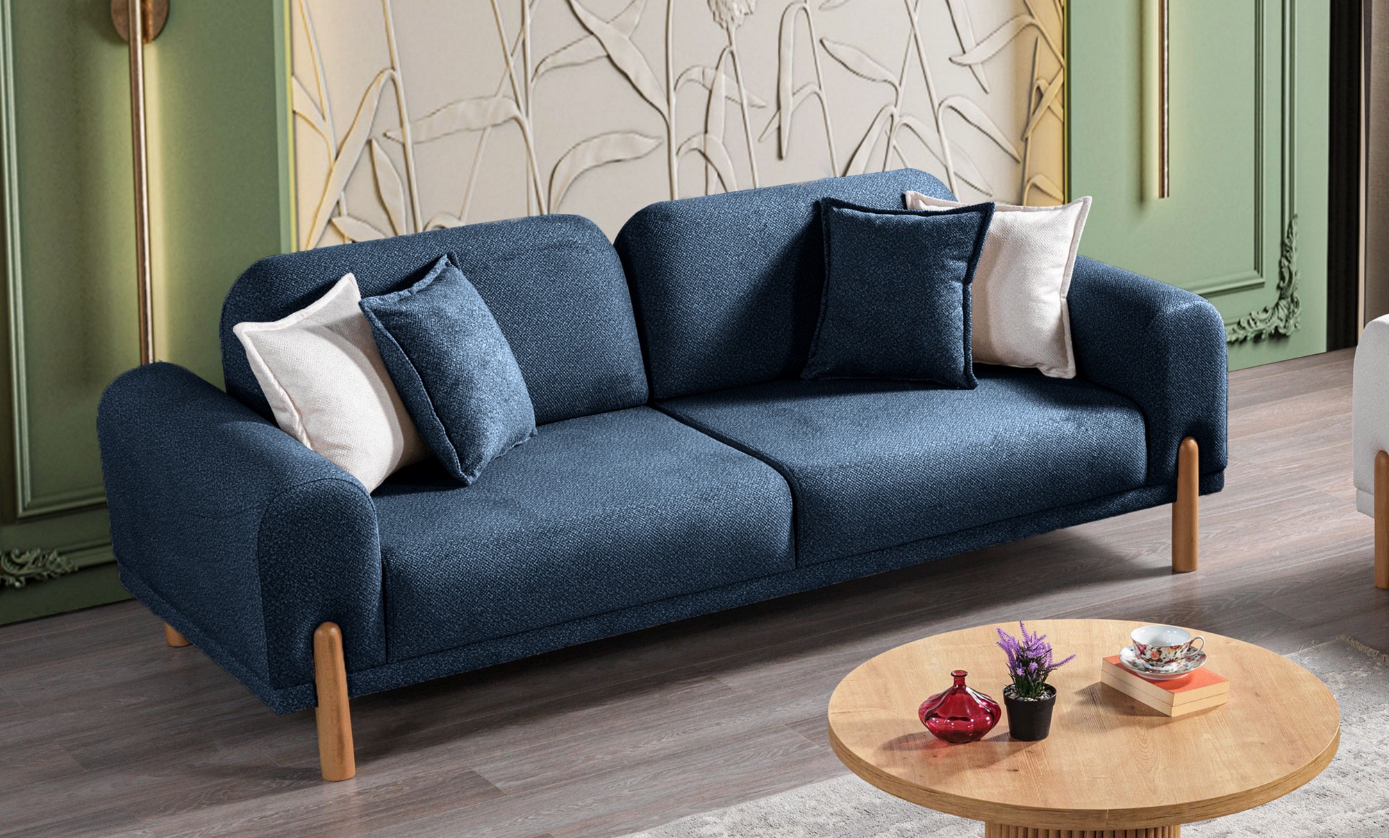 Canapea extensibila 3 locuri, Atelier del Sofa, 752EST1178, Albastru navy