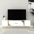 Comoda TV, Olivia, Dekop2, Alb/Auriu