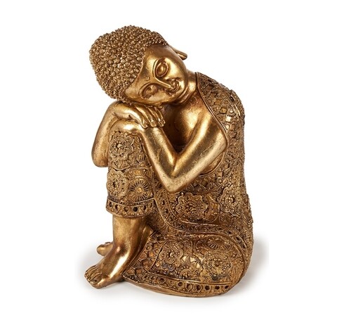 Decoratiune Sitting Buddha, Gift Decor, 32 x 23 x 20 cm, polirasina, auriu