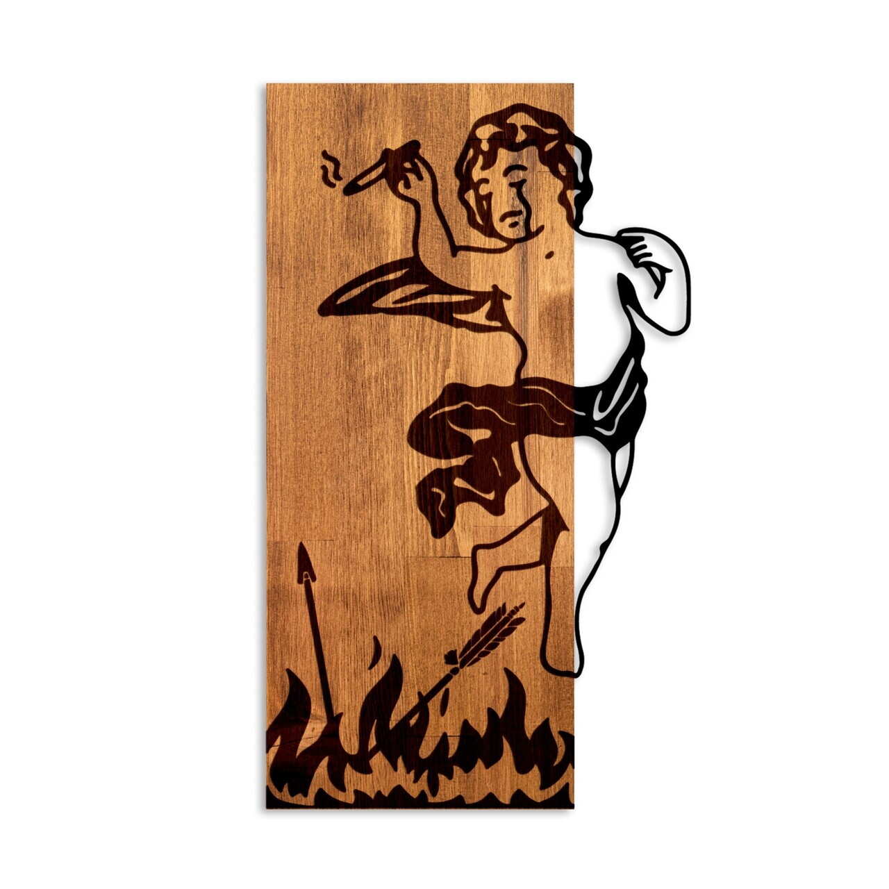 Decoratiune de perete, Fallen Eros, Latime: 35 cm, Nuc / Negru — imaginea 5