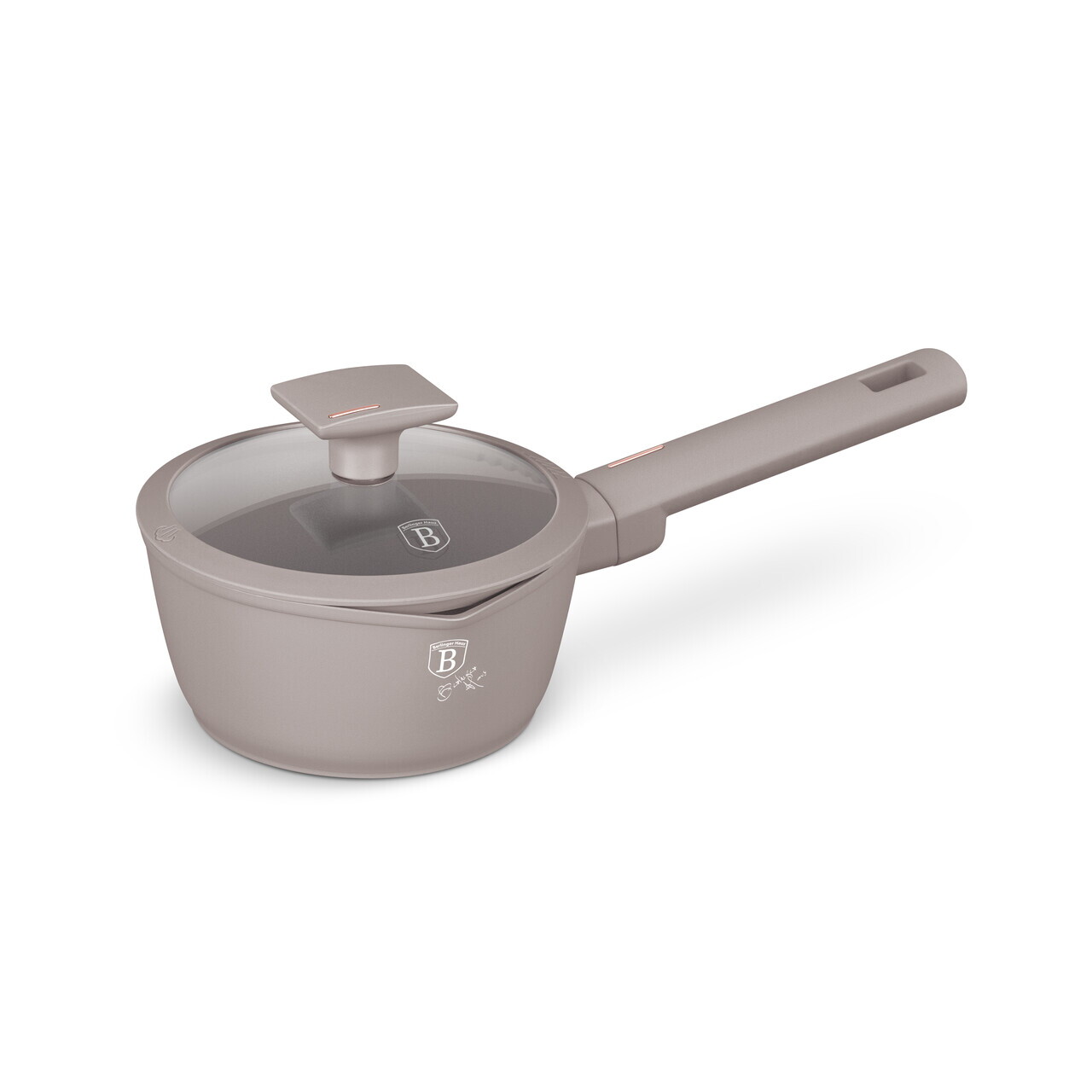 Cratita cu capac Berlinger Haus, Taupe, 16 cm, 1.2 L, aluminiu forjat, taupe mat - imagine 3