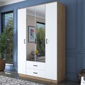 Dulap pentru haine, Rani, BA131, 210x210x51 cm, PAL, Nuc/Alb