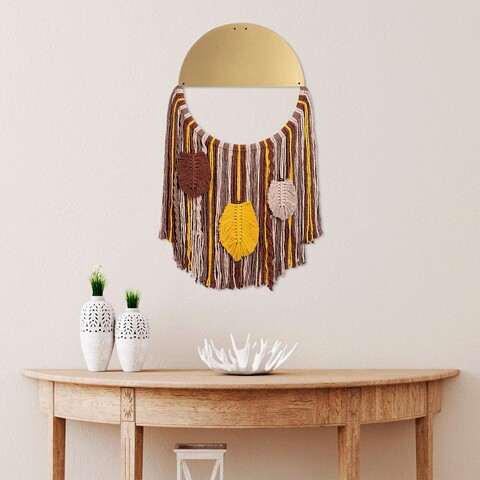 Decoratiune de perete, ovamac, macrame, metal, multicolor
