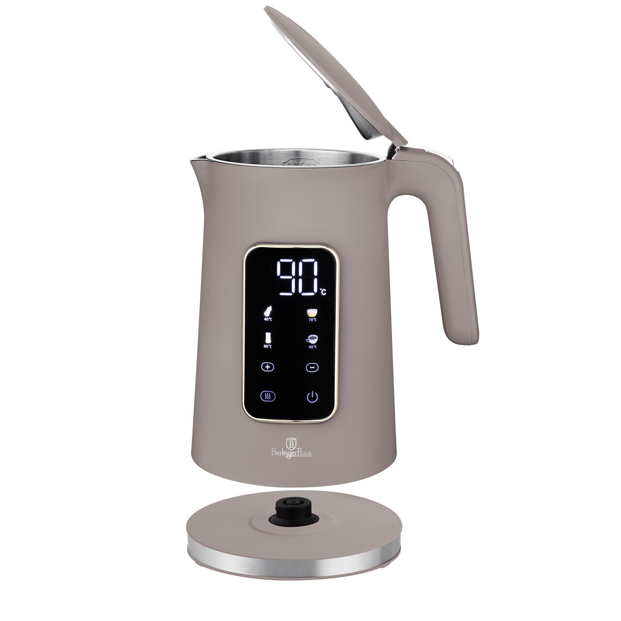 Ceainic electric digital Berlinger Haus, Taupe, 1.7 L, plastic/inox, taupe mat - imagine 4