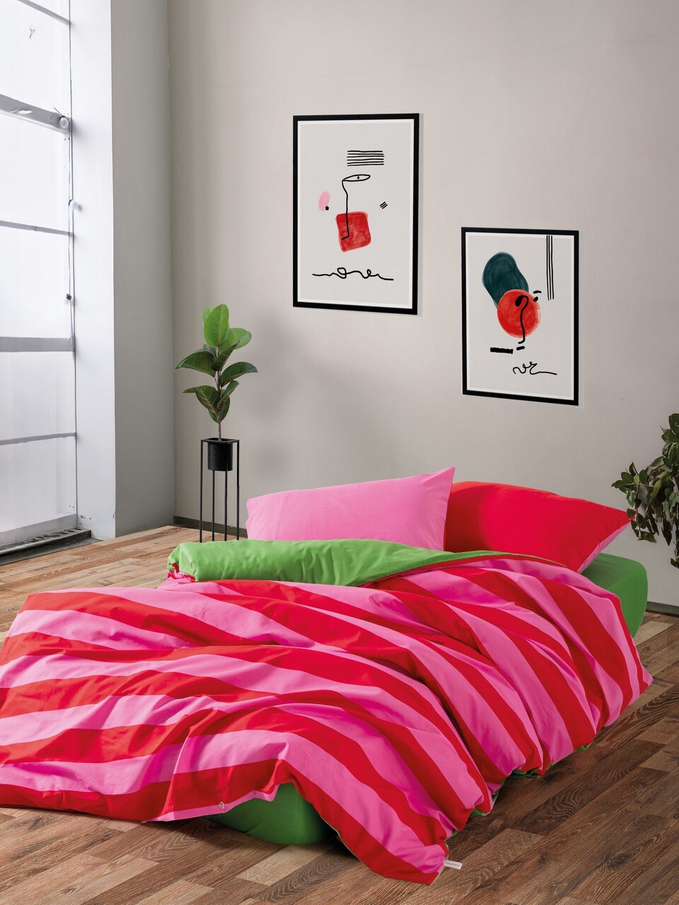 Lenjerie de pat pentru o persoana, Cherie - Green, Cozy Home, Bumbac Ranforce