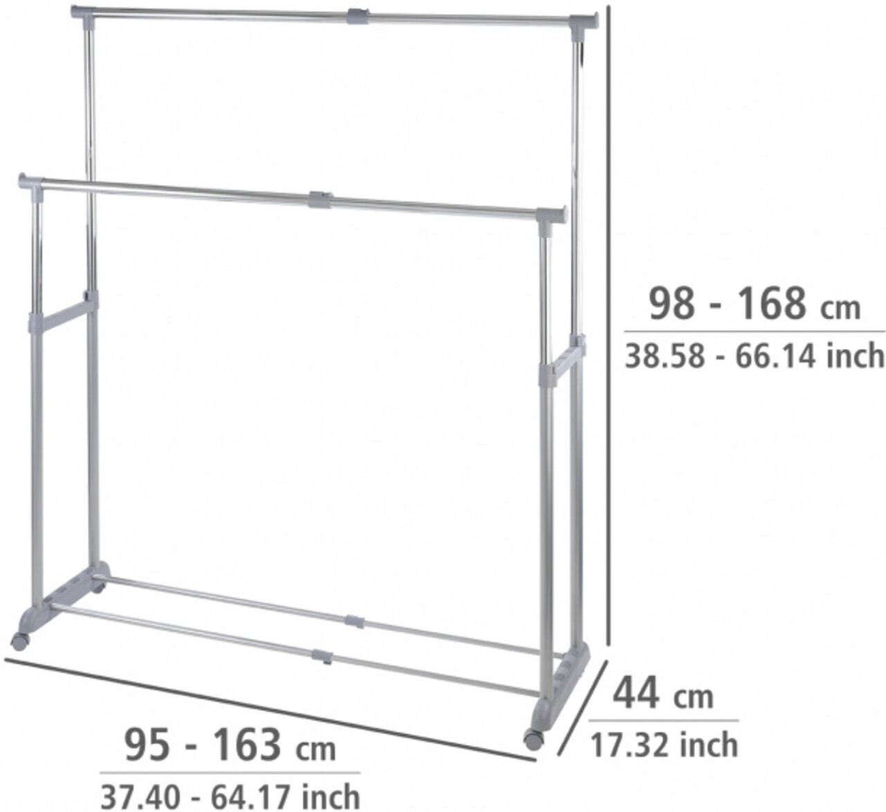 Suport Umerase, Twin, Wenko, Extensibil, 95 X 44 X 98 Cm, Otel Cromat/plastic, Argintiu