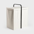 Cos de rufe cu 2 compartimente Davey, Homla, 50x36x65 cm, poliester/in/bambus, alb/negru