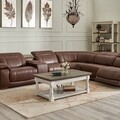 Masuta cafea lift top, Havalance, L.121 l.71 H.48/66, lemn de pin/pal, alb antichizat/grej