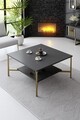 Masuta de cafea, Bexley, Gold Line, 80x80x40 cm, PAL, Antracit / Negru