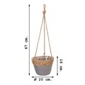 Ghiveci suspendabil, Creaciones Meng, 20x16 cm, stuf, natural/gri
