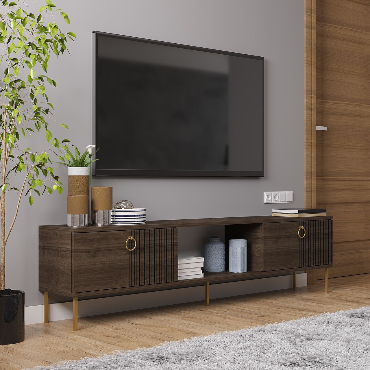 Comoda TV, Odessa, Paye, 180x45x30 cm, Maro - 1 | YEO