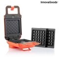 Aparat  2-in-1 pentru gofre si sandwich,  retete Wafflicher, InnovaGoods, 600W, rosu