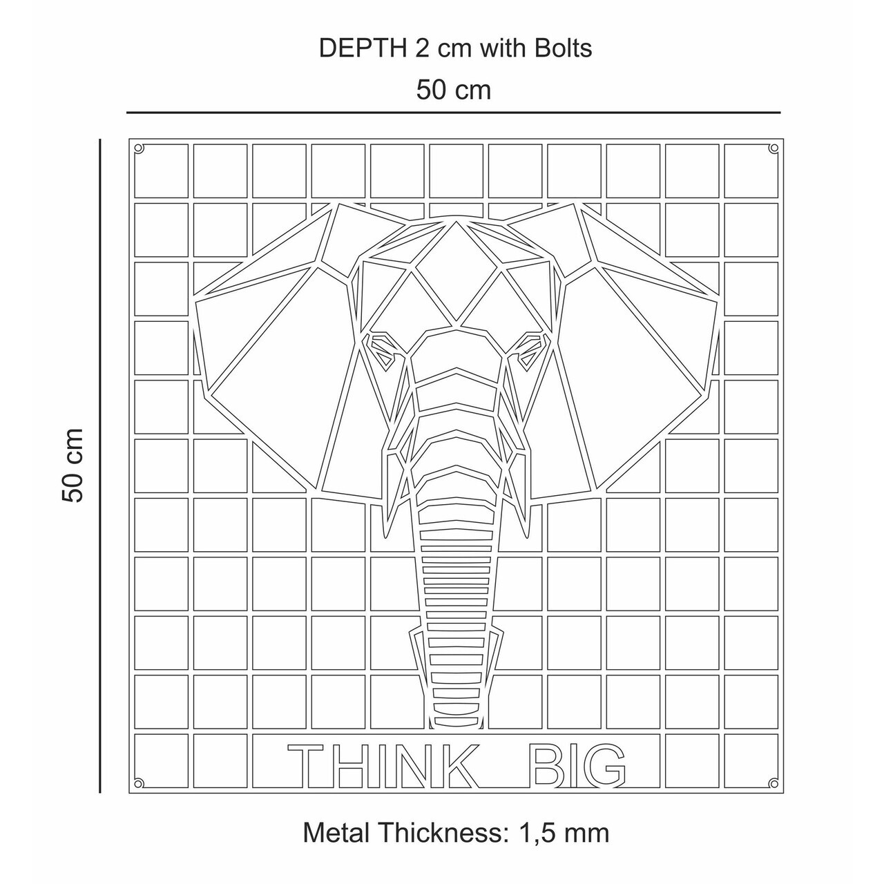 Decoratiune de perete, PEG-BRD-MET-001, Dimensiune: 50 x 50 x 3 cm, Negru — imaginea 4