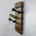Suport pentru sticle de vin, Evila Originals, Icki006, 85 x 45 x 8 cm, lemn de molid, nuc