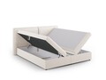Pat continental cu saltea, topper si lada depozitare, 180x200 cm, Micadoni Home, Jodie-78, tesatura structurata, bej deschis