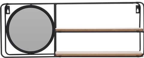 Raft cu oglinda excellent, 50x10x19 cm, metal, negru