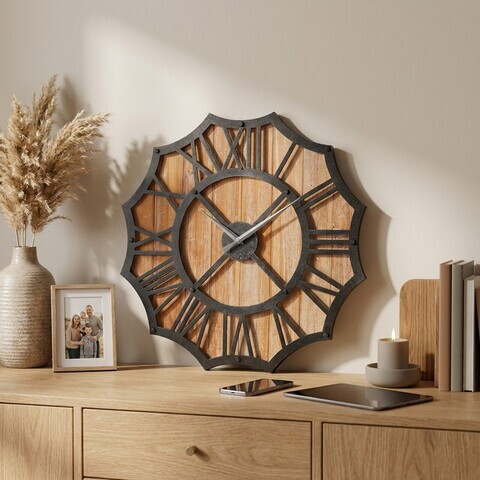 Ceas de perete, MET-MDF-UYART-2086, Dimensiune: 50 x 50 cm, Negru