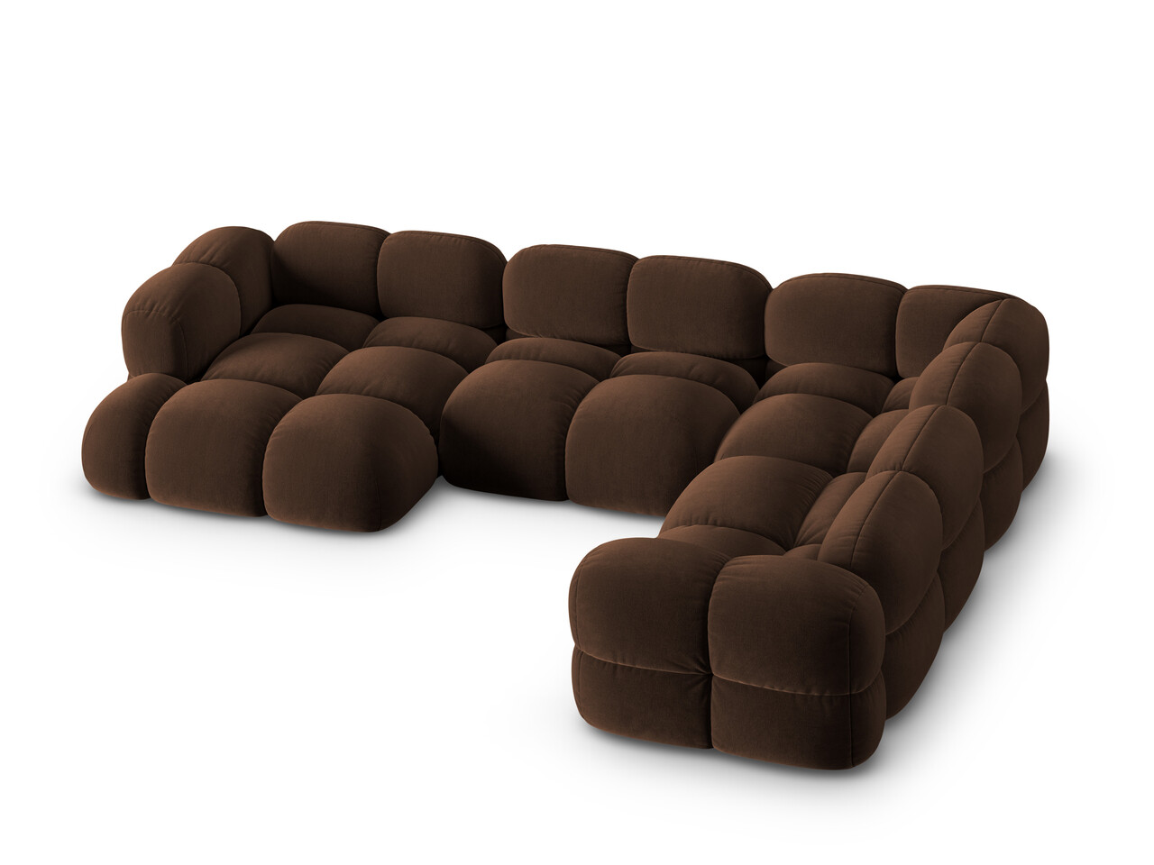 Coltar panoramic dreapta 5 locuri, Loretto, Cosmopolitan Design, 345x250x68 cm, catifea, ciocolata - 1 | YEO
