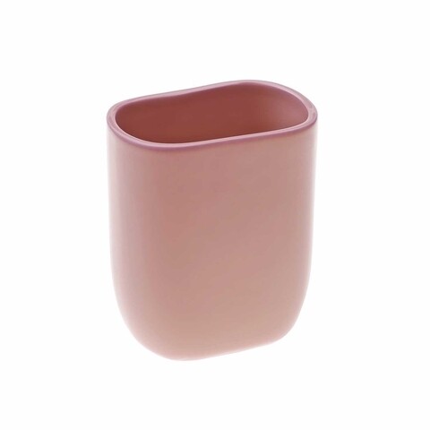 Suport periute si pasta de dinti klara, versa, 8.5x6.2x10 cm, ceramica, roz pastel