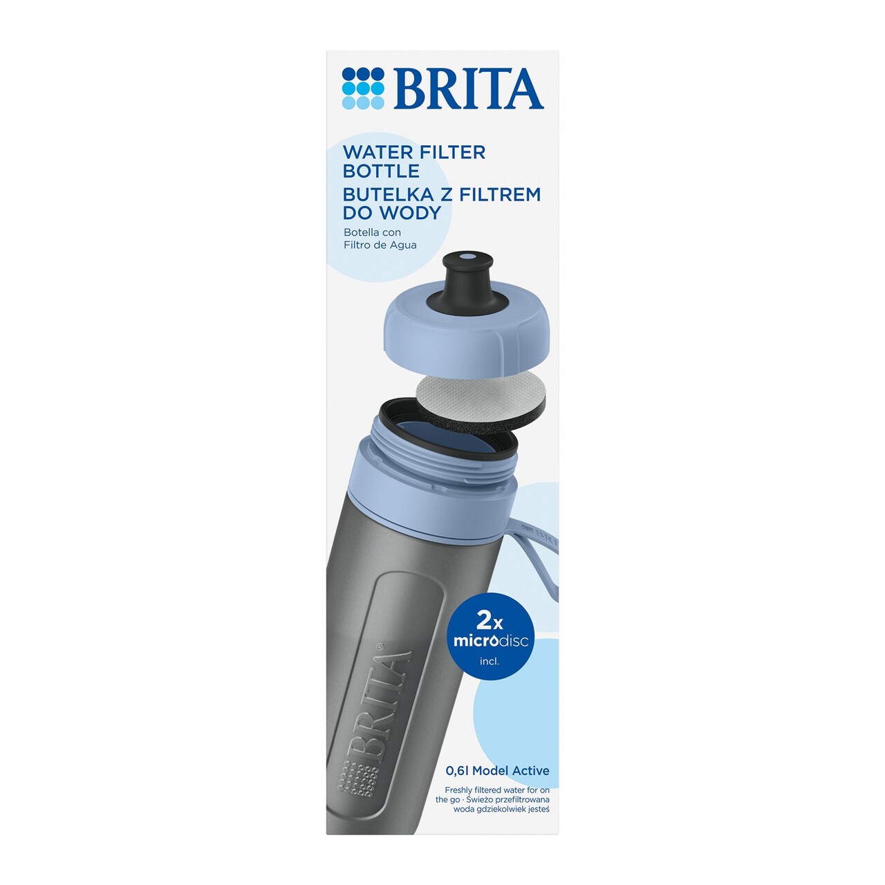 Sticla filtranta BRITA Active 600 ml (Darkblue) + 2 filtre MicroDisc - imagine 12