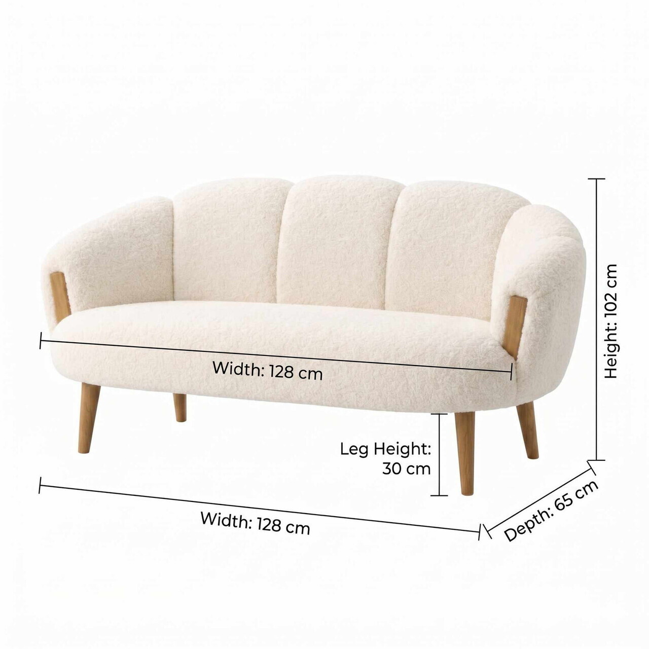 Canapea 2 locuri, Atelier del Sofa, 666HAC5111, PAL, Alb — imaginea 5